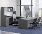 U Shape Office Desk Suite 71" x 112" Bow Front Hutch