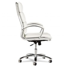 Neratoli High-Back Swivel/Tilt Chair, White Soft-Touch Faux Leather, Chrome Frame