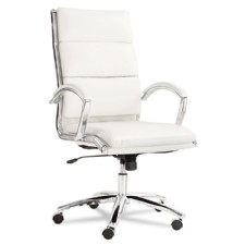 Neratoli High-Back Swivel/Tilt Chair, White Soft-Touch Faux Leather, Chrome Frame