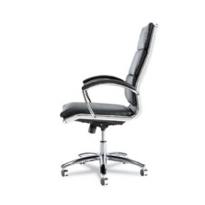 Neratoli High-Back Swivel/Tilt Chair, Black Soft-Touch Leather, Chrome Frame