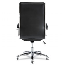 Neratoli High-Back Swivel/Tilt Chair, Black Soft-Touch Leather, Chrome Frame