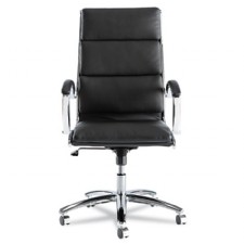 Neratoli High-Back Swivel/Tilt Chair, Black Soft-Touch Leather, Chrome Frame