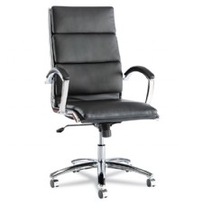 Neratoli High-Back Swivel/Tilt Chair, Black Soft-Touch Leather, Chrome Frame