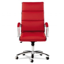 Neratoli High-Back Swivel/Tilt Chair, Red Soft-Touch Leather, Chrome Frame