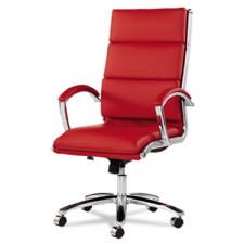 Neratoli High-Back Swivel/Tilt Chair, Red Soft-Touch Leather, Chrome Frame