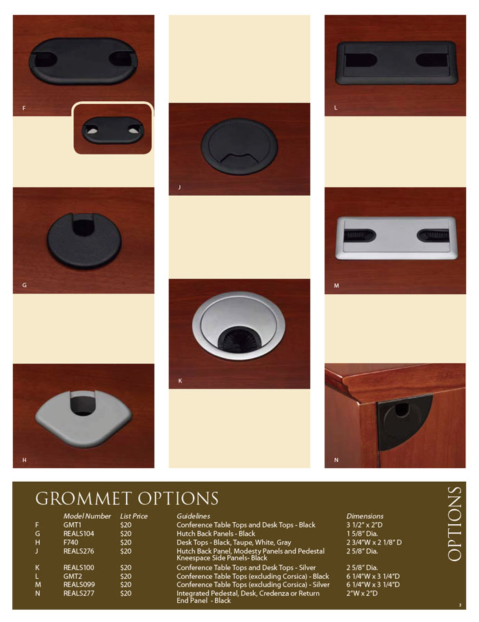 Mayline Grommet Options