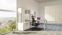 Preconfigured Elements Plus Workstation, With Desk, Cabinets, and Whiteboard