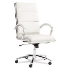 Neratoli High-Back Swivel/Tilt Chair, White Soft-Touch Faux Leather, Chrome Frame