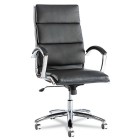 Neratoli High-Back Swivel/Tilt Chair, Black Soft-Touch Leather, Chrome Frame