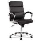 Neratoli Mid-Back Swivel/Tilt Chair, Black Soft-Touch Leather, Chrome Frame