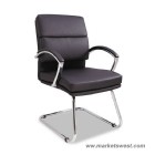 Neratoli Series Slim Profile Guest Chair, Black Soft Leather, Chrome Frame