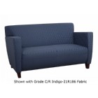 Custom Fabric Love Seat/Cherry Finish Legs