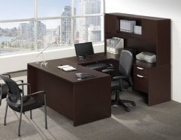 U Shape Office Desk Suite 71" x 112" Rectangle Front Hutch